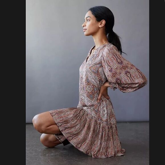 Anthropologie Sabia Flounced Tunic Mini Dress Size S - Picture 3 of 6